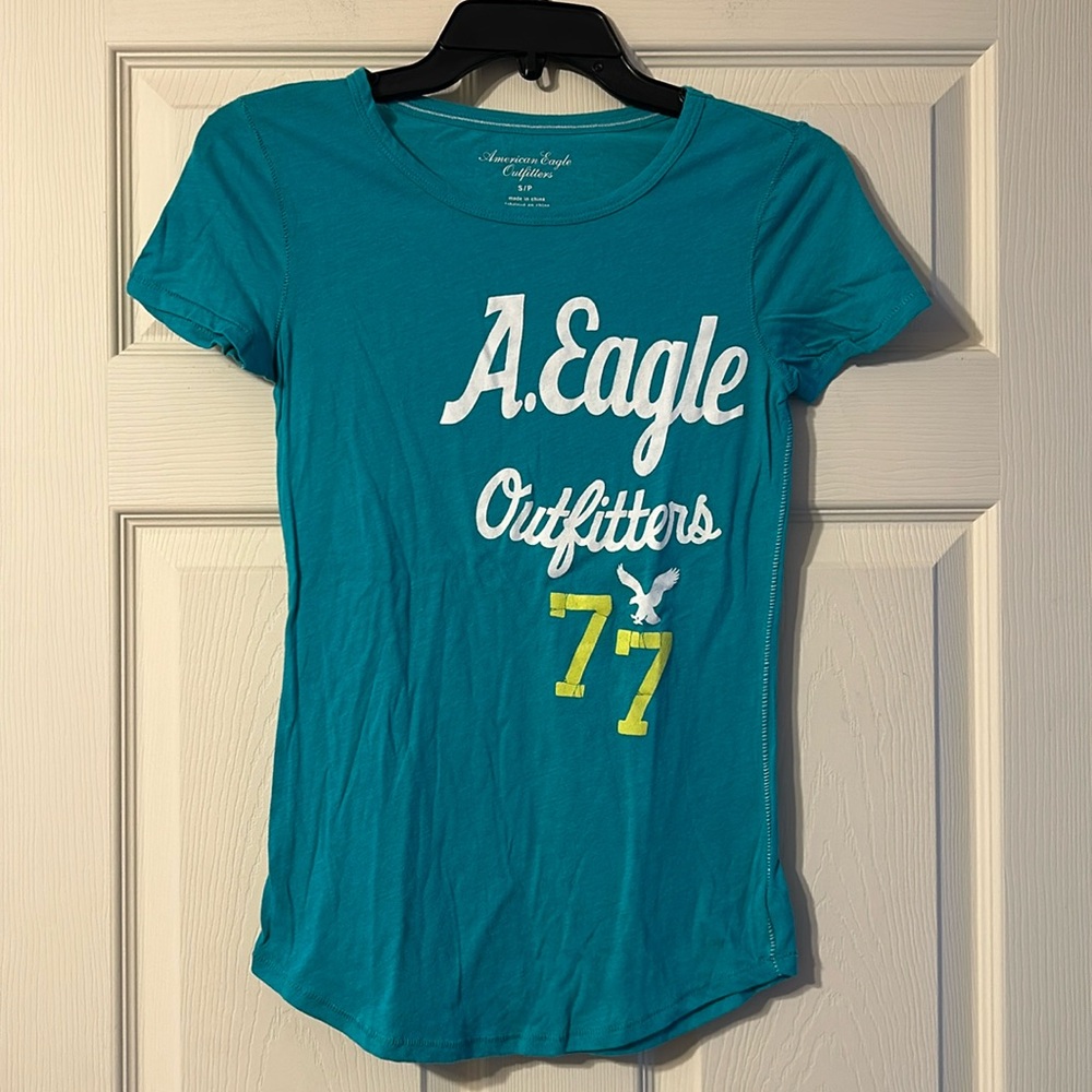 Vintage American Eagle Small Graphic Tee Teal